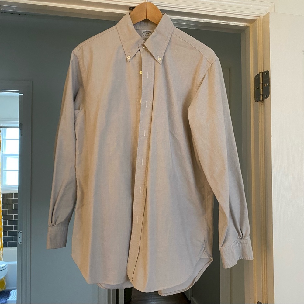 Brooks Brothers GRAY oxford shirt OCBD 16-33 Regent Fit Made in USA